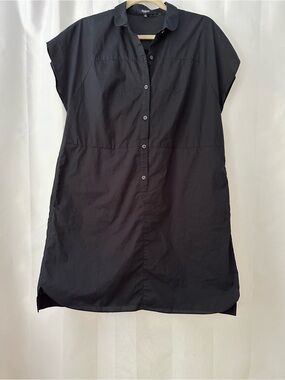 Madewell Black Button-Front Midi Dress